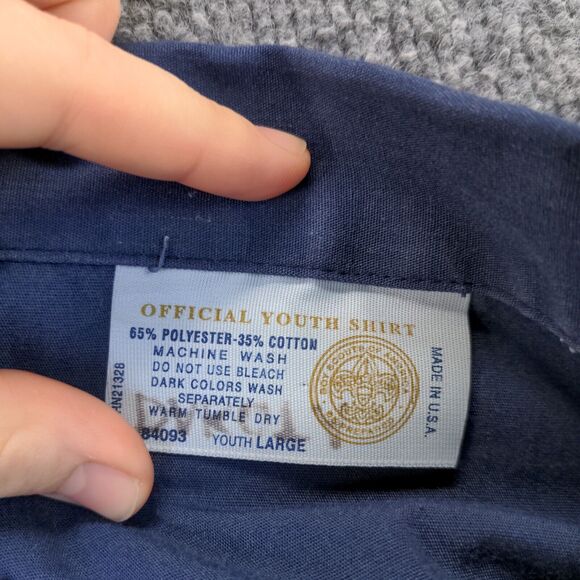 Boy Scouts Of America Youth Uniform Official Shirt Blue Large Chest Flap Pockets - Picture 9 of 12